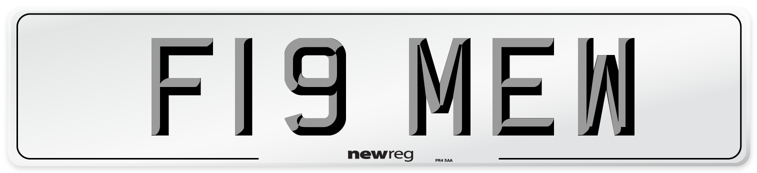 F19 MEW Number Plate from New Reg
